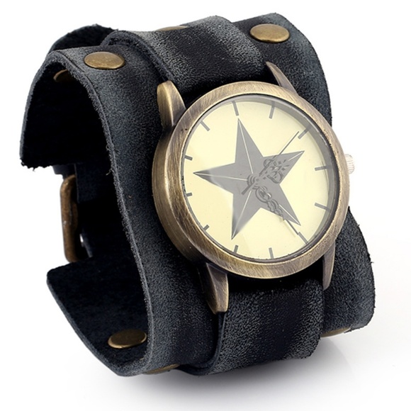 Punk Style Vintage Leather Mens Watch - Picture 3 of 3